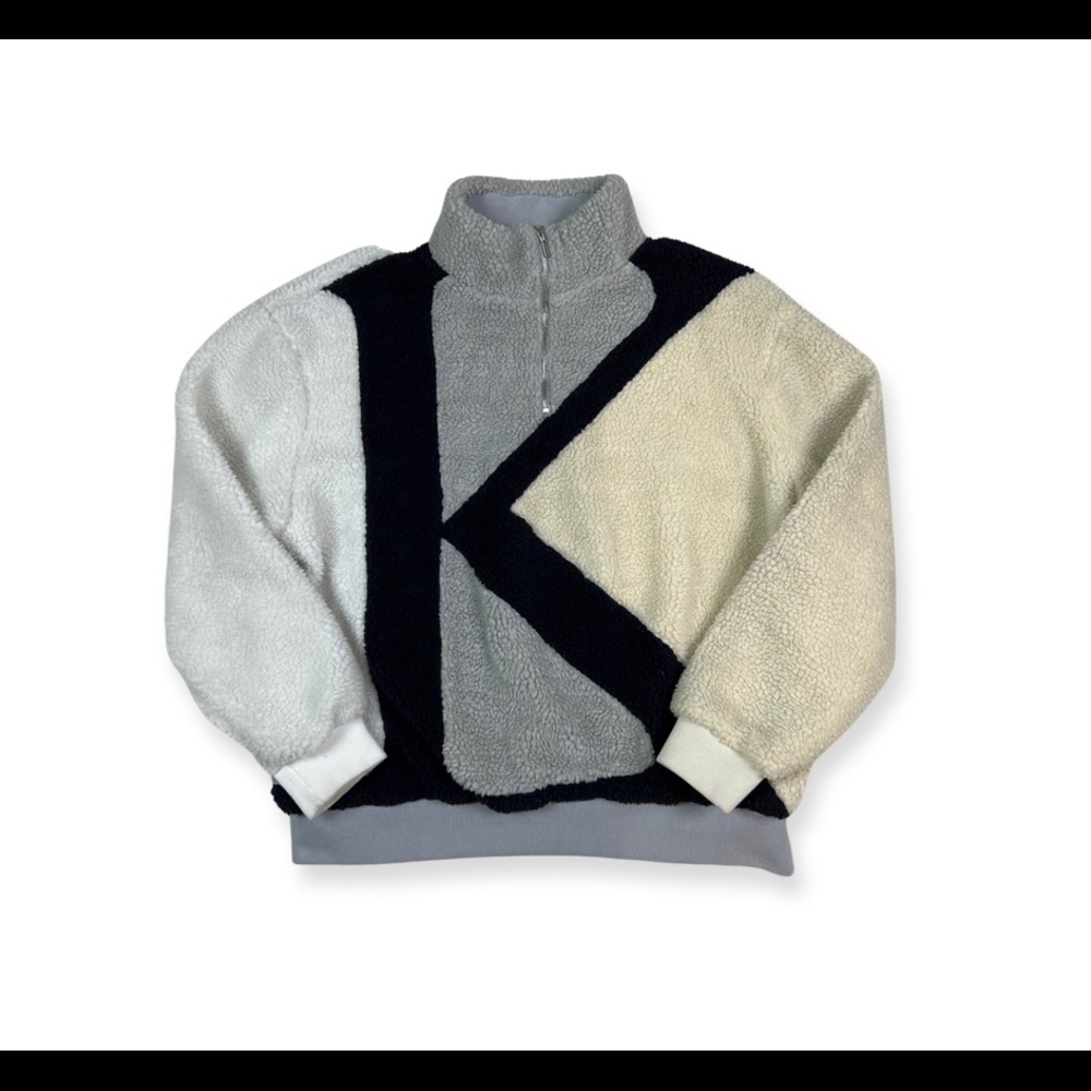 *SOLD* Kith Initial K Mock Neck Sherpa Quarter Zip Grey Authentic Size XL